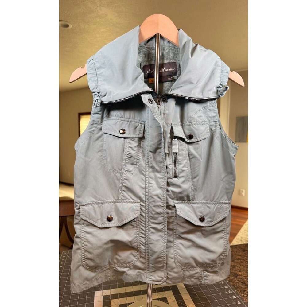 Eddie Bauer Travex Women's M Sage Green Utility Vest Lightweight Zip Pockets